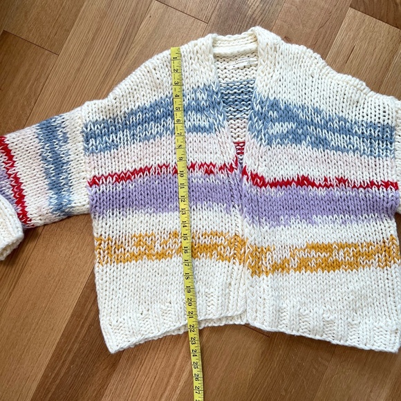 Anthropologie Grazia Striped Chunky Open Cardigan Wool Blend - Picture 11 of 11
